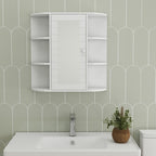 Wall-Mounted Mirror Cabinet with Open Shelves view 2 for bathroom organization and vanity storage