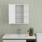 Wall-Mounted Mirror Cabinet with Open Shelves view 4 for bathroom organization and vanity storage