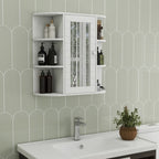 Wall-Mounted Mirror Cabinet with Open Shelves view 5 for bathroom organization and vanity storage