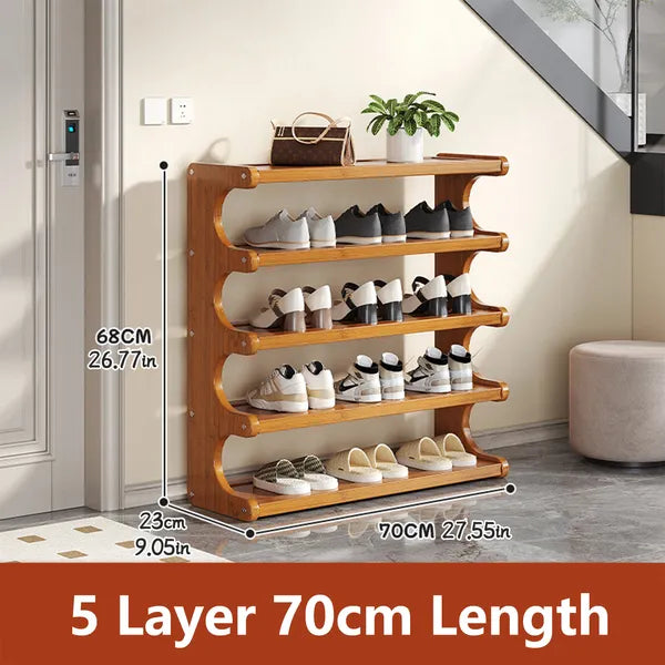 Five-level shoe rack dimension graphic for 70 cm width