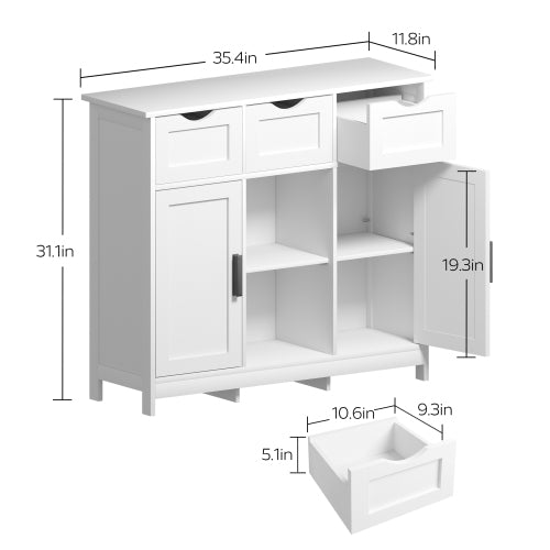 Wooden Floor Storage Cabinet with Drawers view 3 for closet and bedroom storage